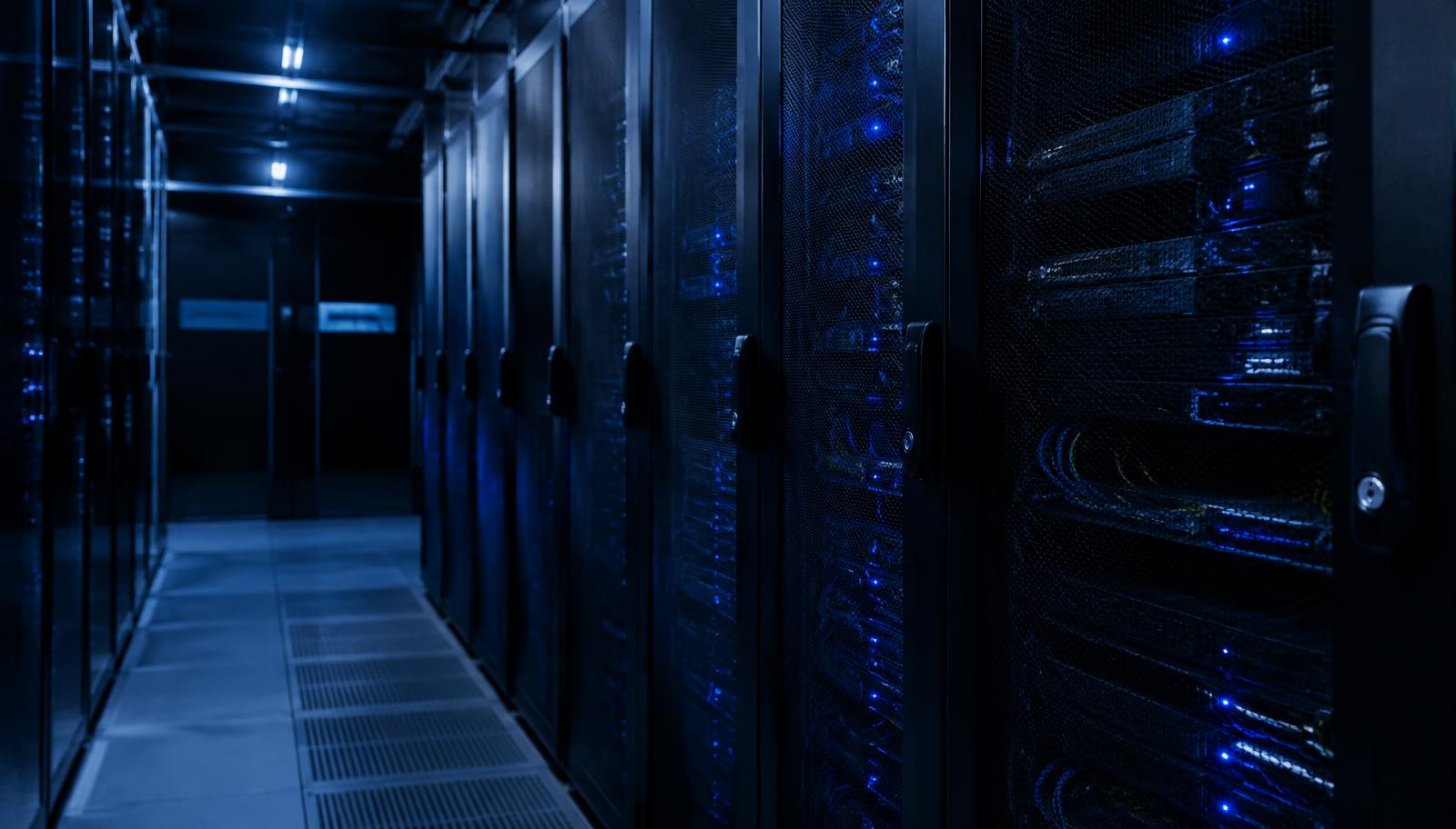 Secured server racks in a server room
