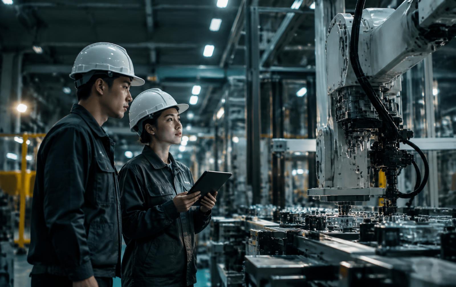 Engineering team reviewing industrial requirements